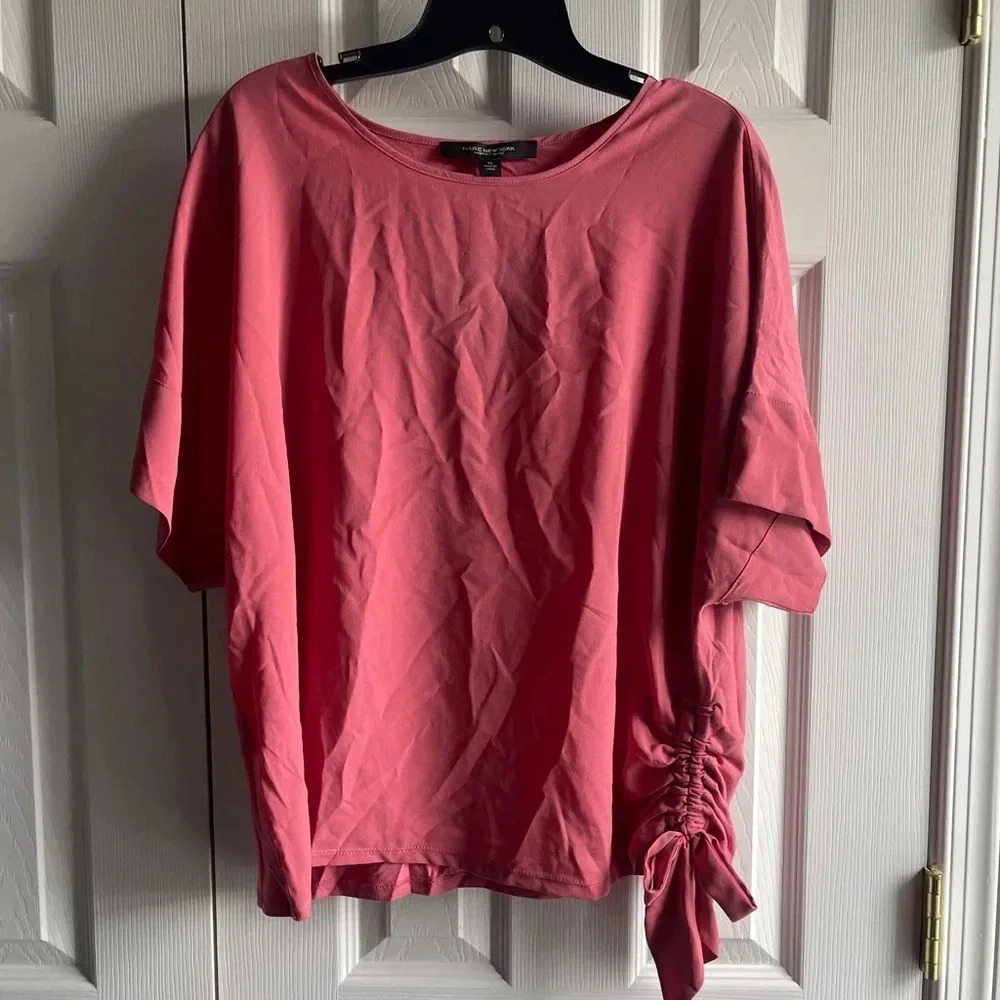 Marc New York Rose Pink Short Sleeve Mixed Fabric Blouse size XL | NWT